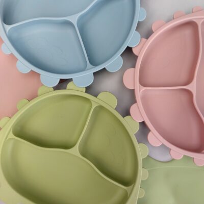 baby plate, baby plate with suction, baby plate with sections, silicone plate