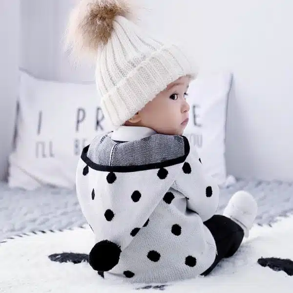 Polka Dot Zip-up Hooded Cardigan | Cotton Jumper | 0-24 Months