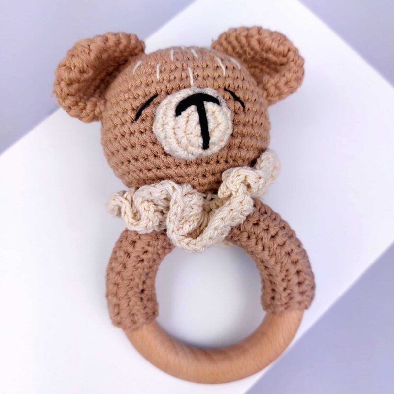 Crochet Bear Baby Rattle Toy | Amigurumi Toy