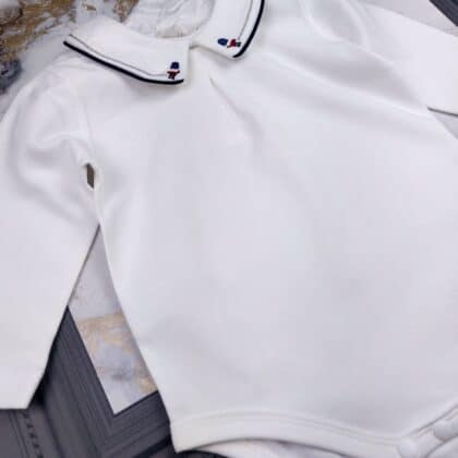 baby bodysuit, baby grow, embroidered collar baby bodysuit, peter pan bodysuit 
