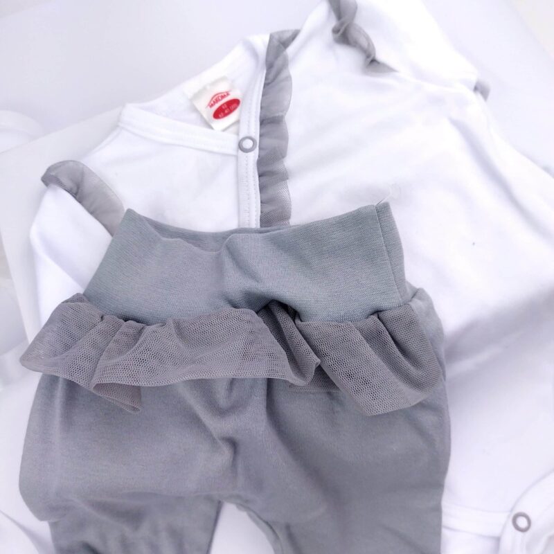 Alternative view of Little Angel Cotton Set | Long-Sleeved Frill Bodysuit Top & Footed Pants Set