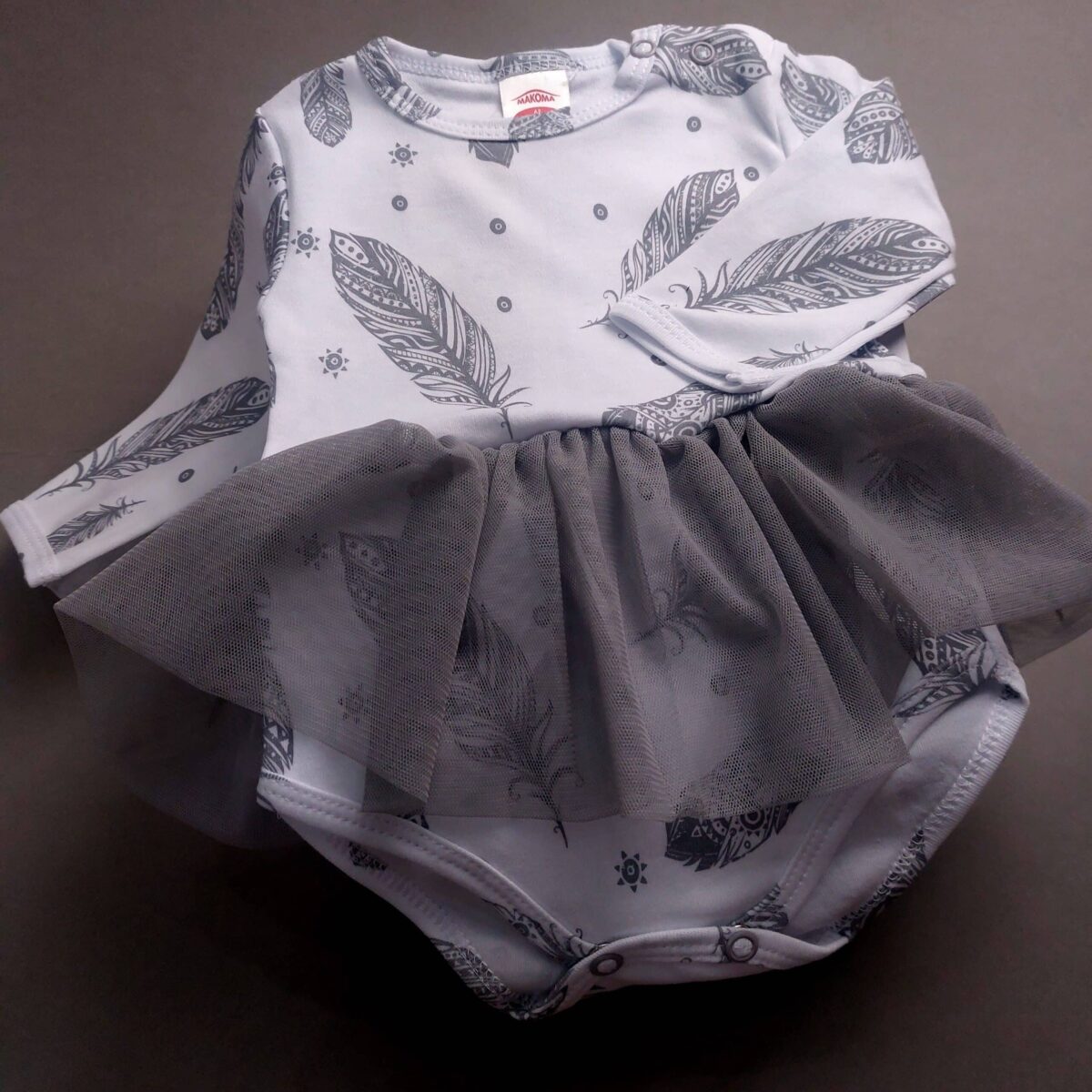Feather Pattern Baby Girl Bodydress | Cotton | 0-12 Months