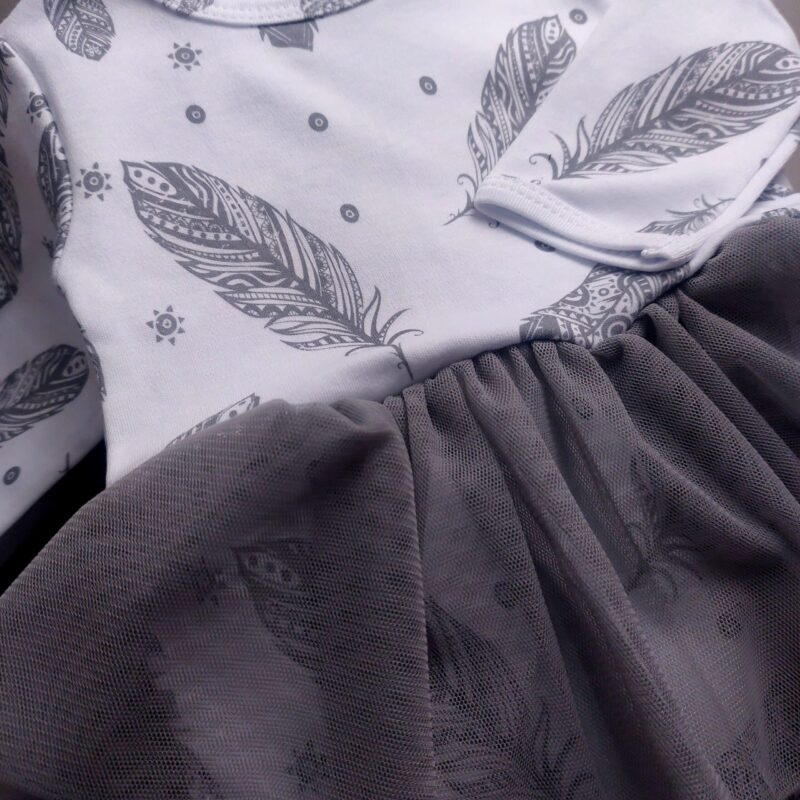 Alternative view of Feather Pattern Baby Girl Bodydress | Cotton | 0-12 Months