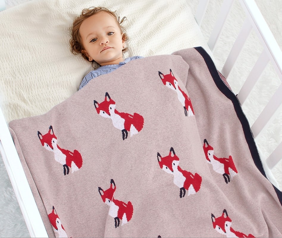 Alternative view of Fox Cotton Knitted Pink Blanket