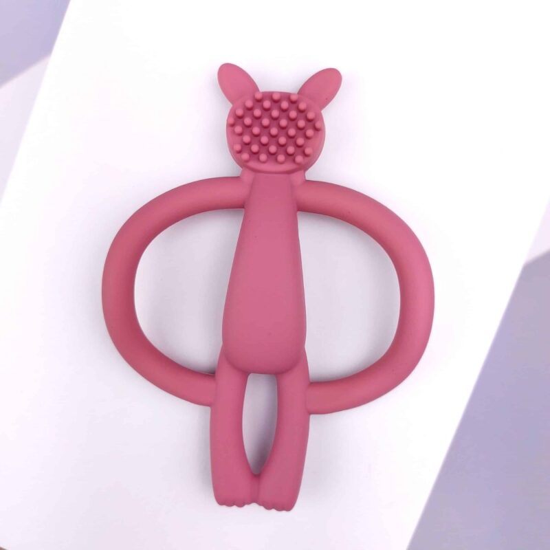 Alternative view of Silicone Baby Bunny Teething Toy Pink | Teether