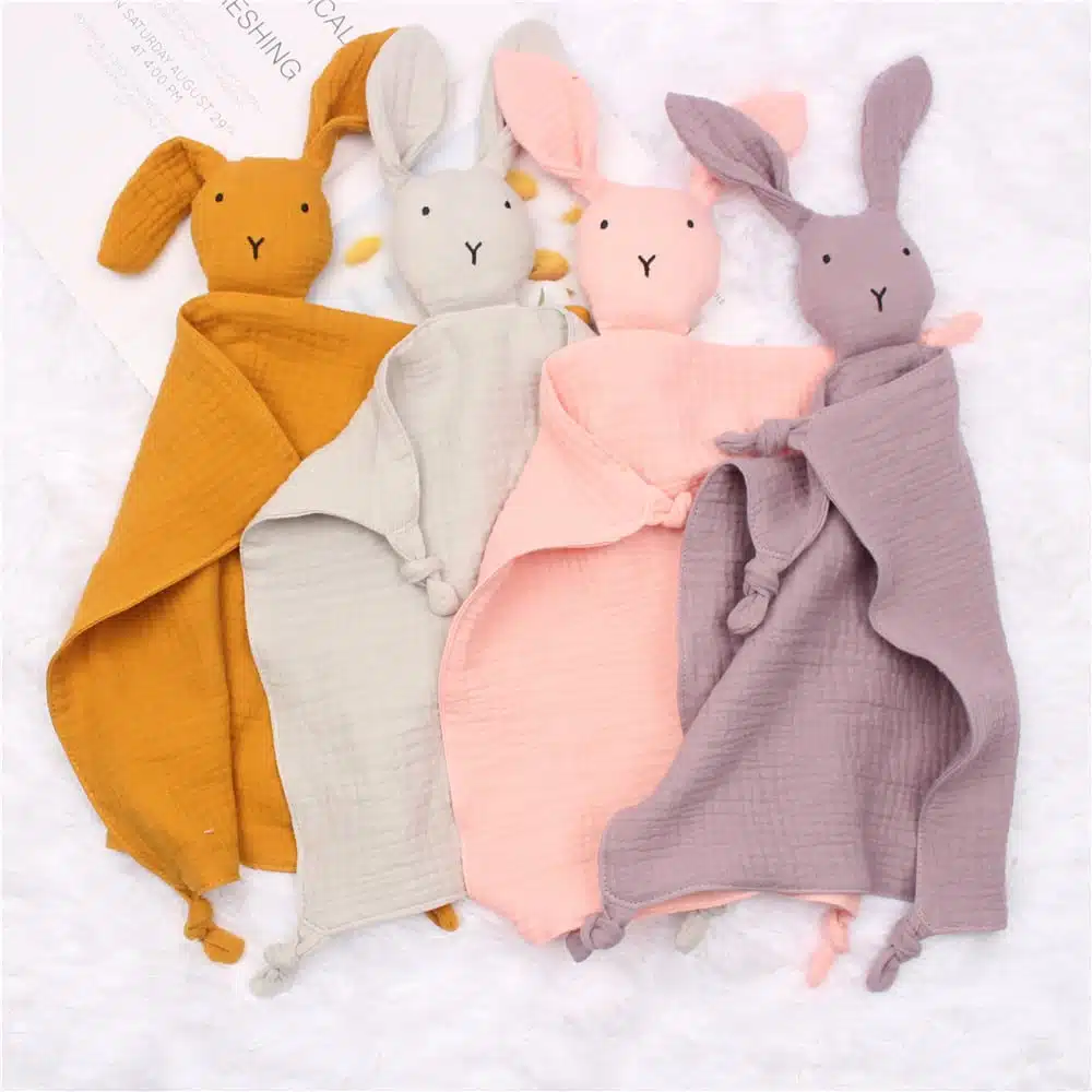 Cotton Baby Comforter, Muslin Bunny Comforter, baby comforter
