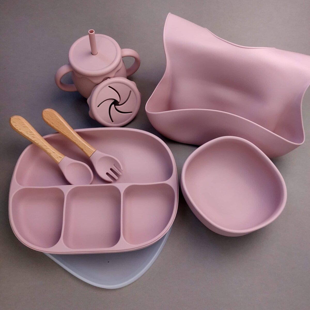 Advanced Silicone Weaning Set | Pink | Baby Feeding Set | Buy Online | UK | The Purple Monkey