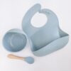weaning set, baby feeding set, silicone weaning set, suction bowl with bib and spoon