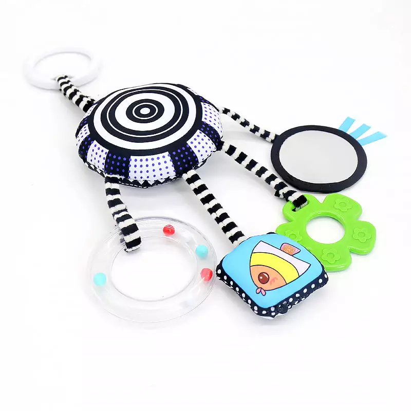 pram toys, cot toys, baby hanging toys, black and white toys newborn, hanging rattle